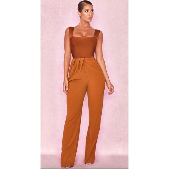 House of CB Cosima Tan Drape Front Pants Size XS - Picture 1 of 6